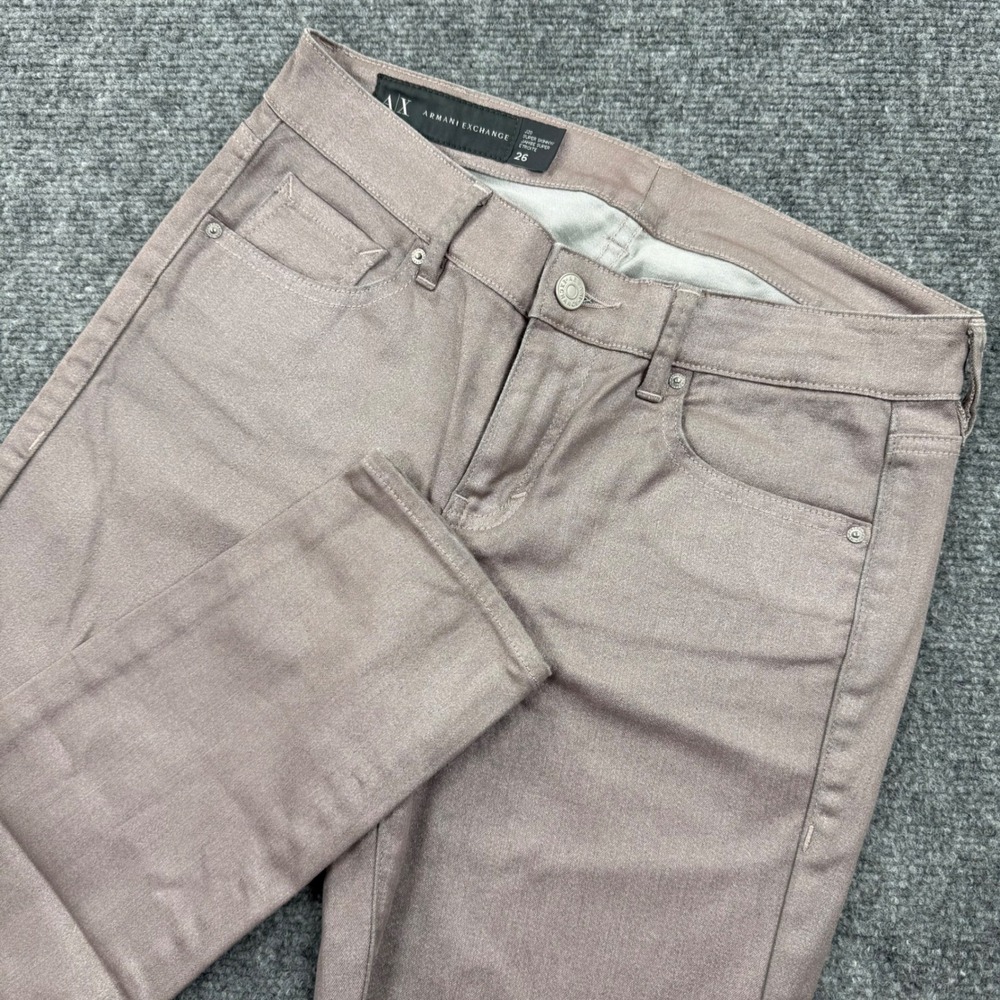Armani Exchange J20 Super Skinny Jeans 26 Rose Gold Metallic Coated Womens